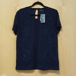 Lauren Ralph Lauren Lace Top Blouse NWT size L